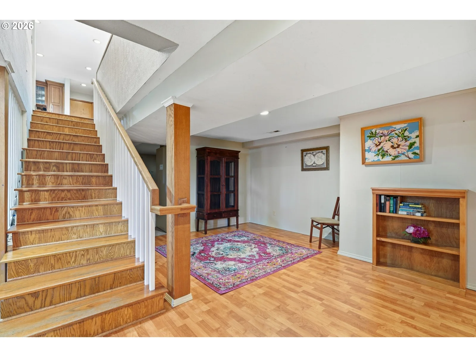 Lower level stair landing
